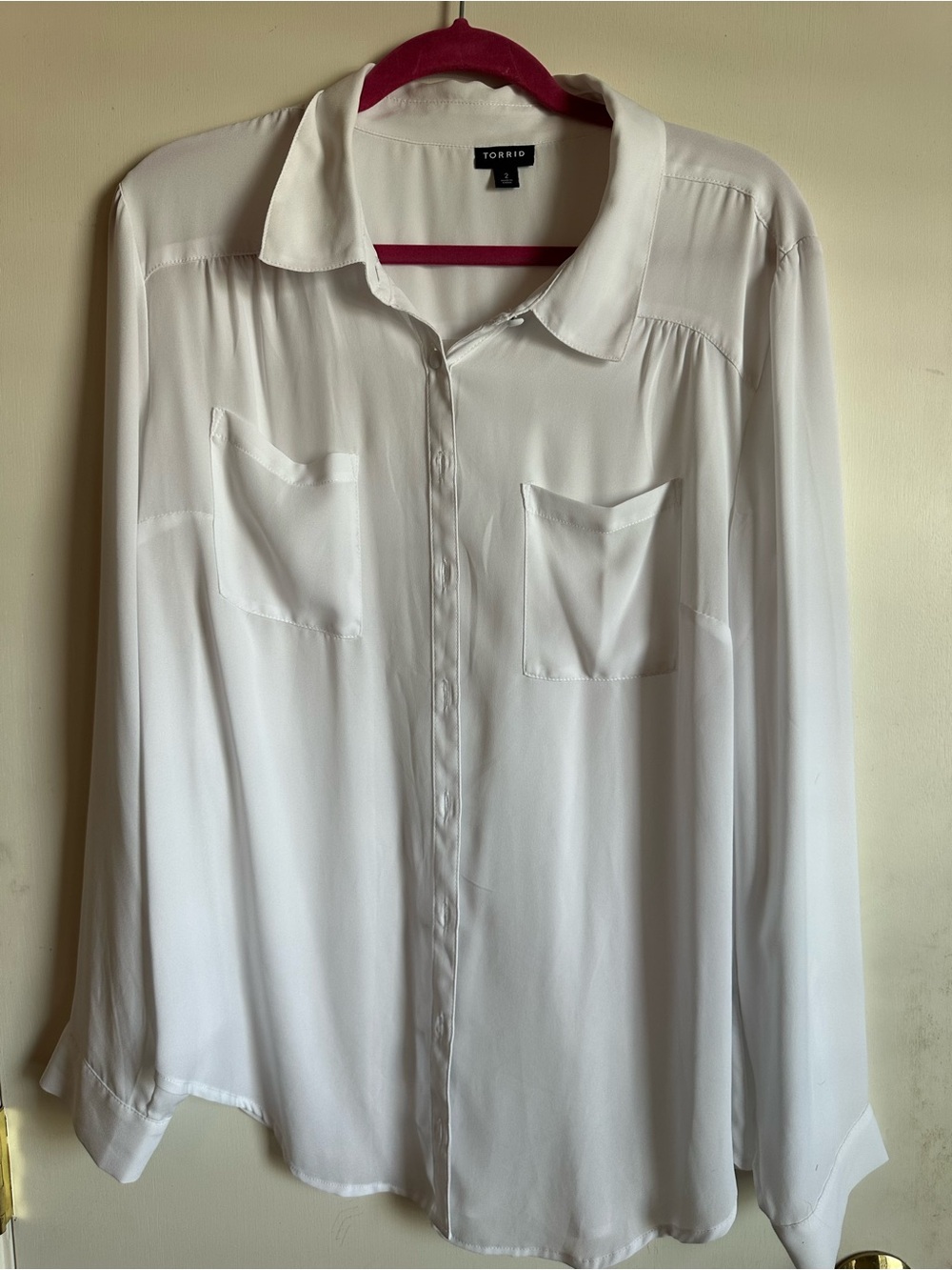 torrid Ivory Button-Up Blouse with Chest Pockets